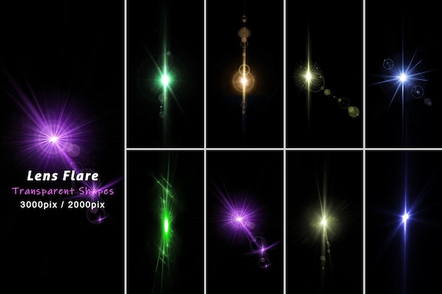 realistic colorful lens flares light in 3d rendering isolated