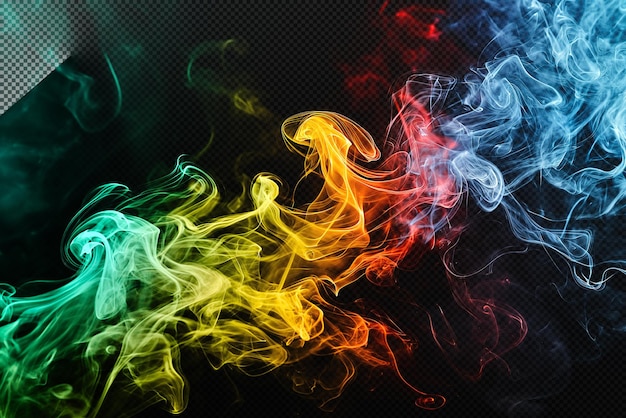 PSD realistic colorful smoke in transparent background