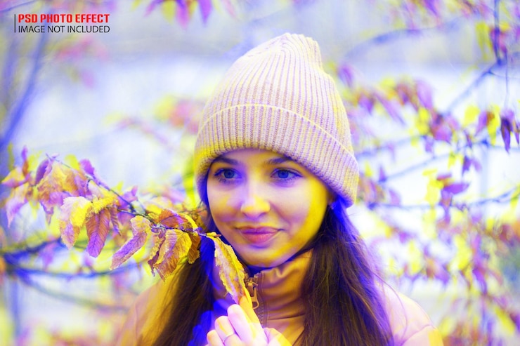 PSD a realistic colorful split double photo effect mockup