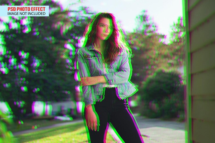 PSD a realistic colorful split double photo effect mockup