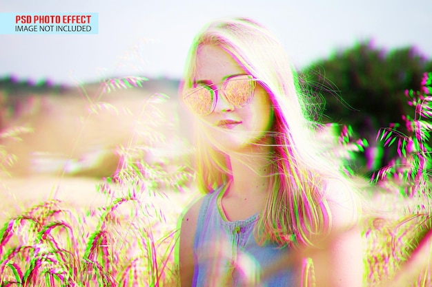 A Realistic colorful split double photo effect mockup