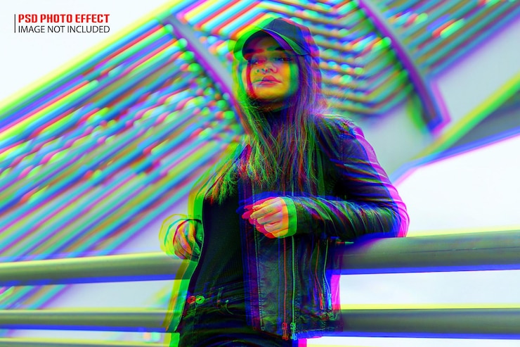 PSD a realistic colorful split double photo effect mockup