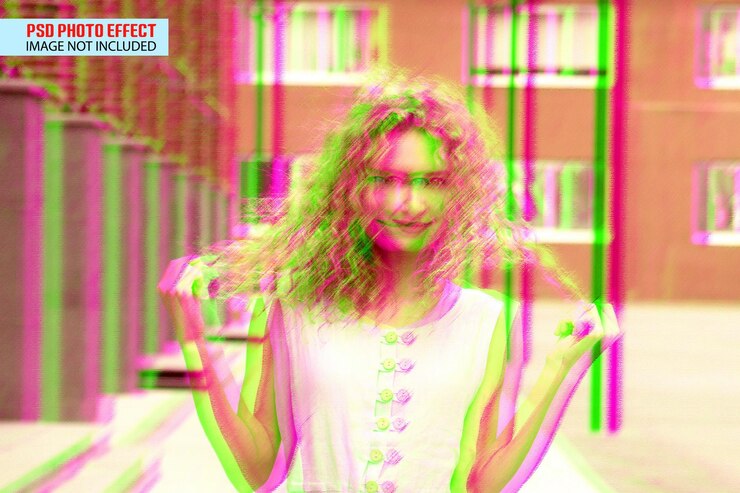 PSD a realistic colorful split double photo effect mockup