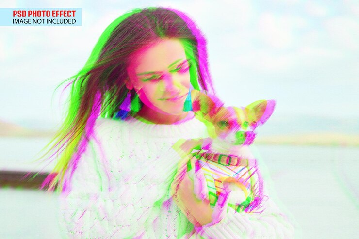 PSD a realistic colorful split double photo effect mockup