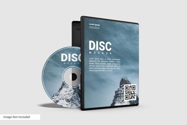 PSD compact disc realistico e mockup caso aperto