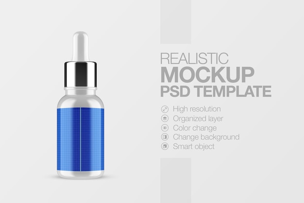 Realistic cosmetic bottle serum mockup 