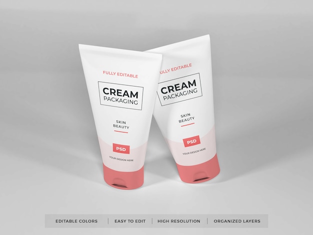 Realistic cosmetic cream packaging mockup