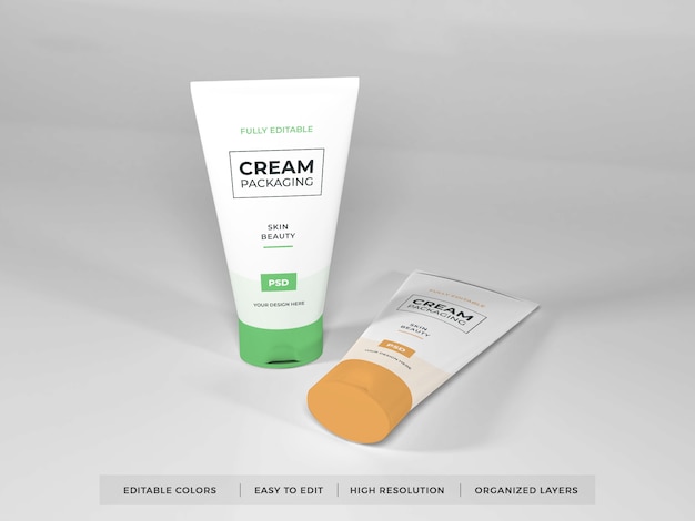 Realistic cosmetic cream packaging mockup