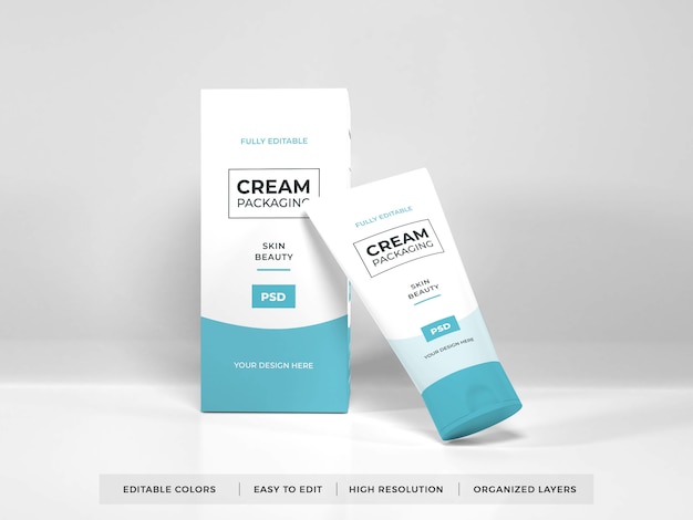 Mockup di imballaggio crema cosmetica realistico