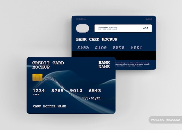 Realistic credit card mockup design isolated