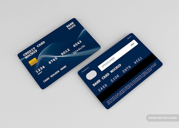 Realistic credit card mockup design isolated