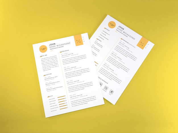 Realistic curriculum vitae mockup