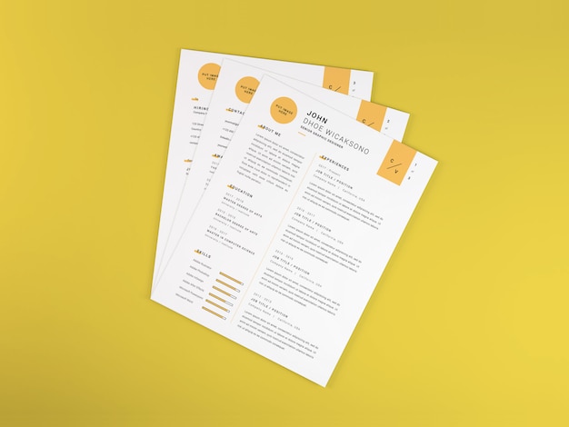 Realistic curriculum vitae mockup