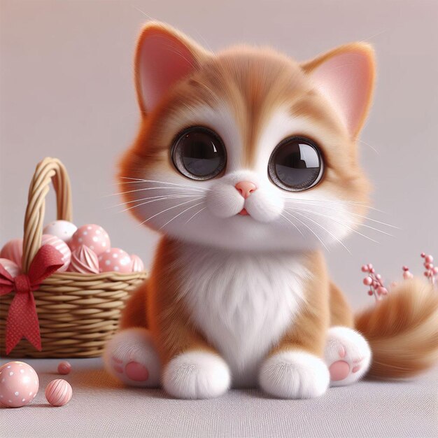 PSD realistic cute cat 3d model digital artwork cute cat kitty little 3d model