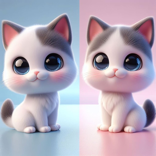 PSD realistic cute cat 3d model digital artwork cute cat kitty little 3d model