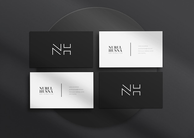 Realistic dark theme minimalist, elegant and luxury business card mockup