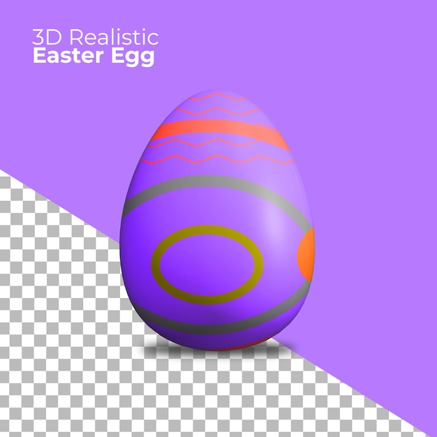 Realistic Decorated Violet 3D Easter Egg