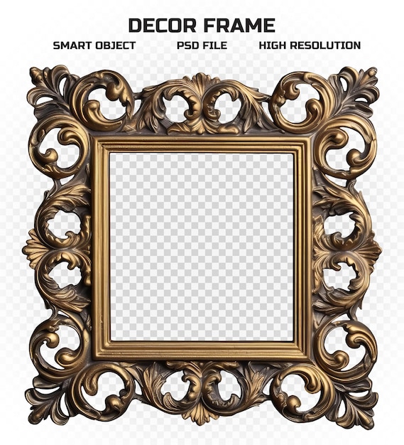 Realistic decorated wall hanging picture frame in high resolution