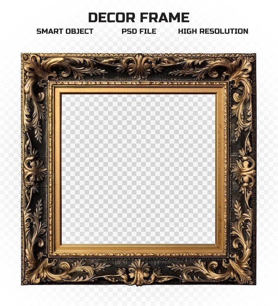 Realistic decorated wall hanging picture frame in high resolution