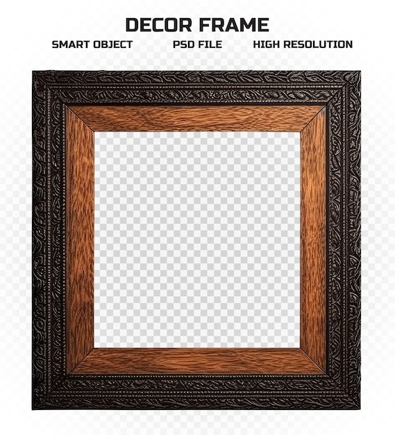 PSD realistic decorated wall hanging picture frame in high resolution