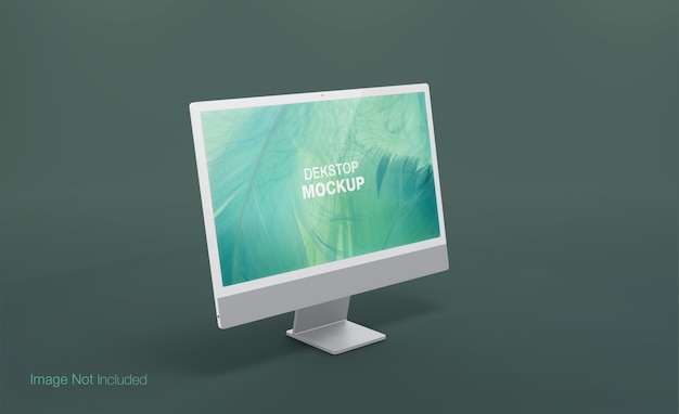 Mockup dekstop realistico con rendering vista laterale psd