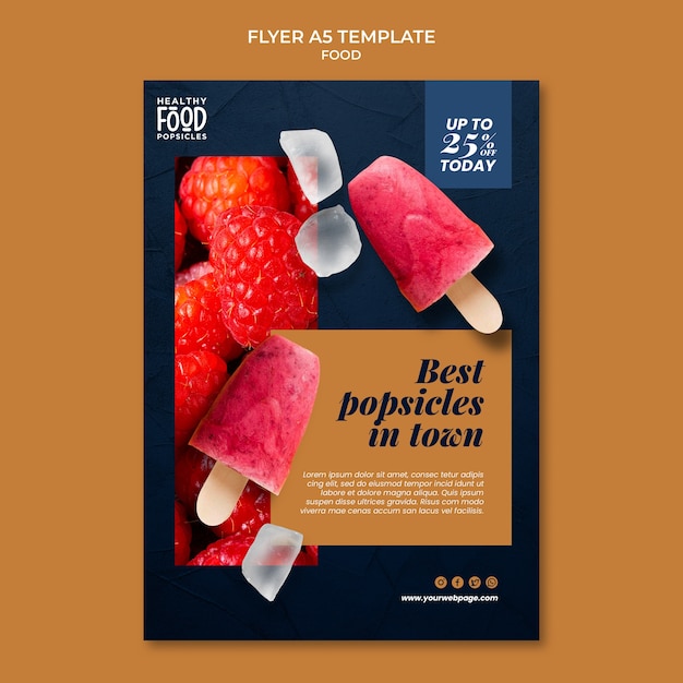 PSD realistic delicious popsicles flyer template