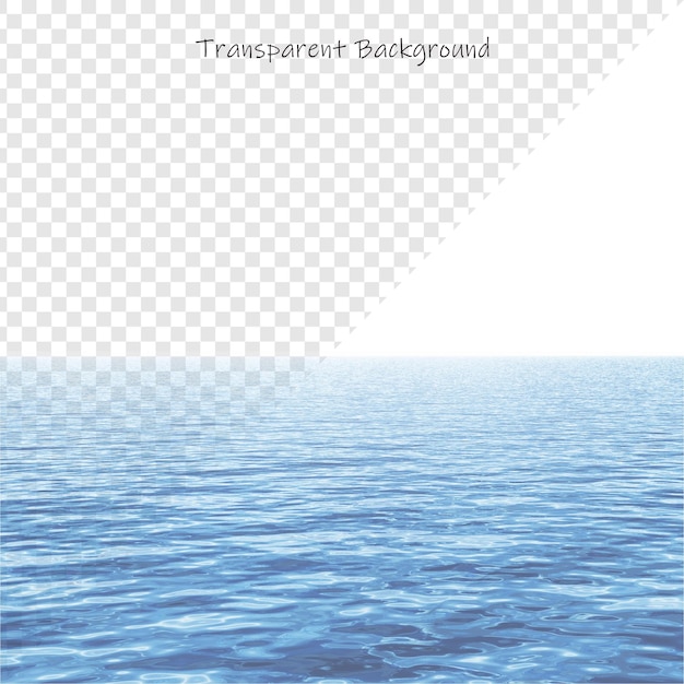 Realistic depiction of a calm ocean with transparent background