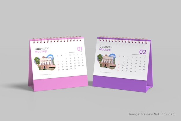 PSD realistic desk calendar mockup 3d rendering