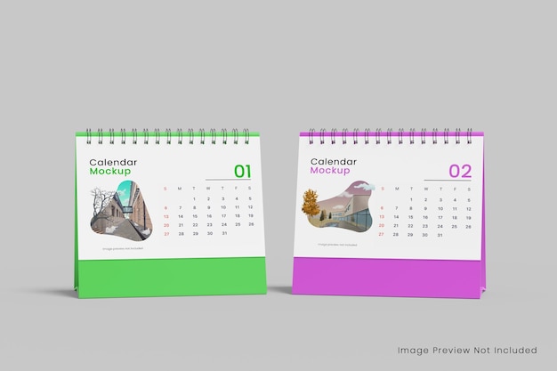 Calendario da tavolo realistico mockup 3d rendering