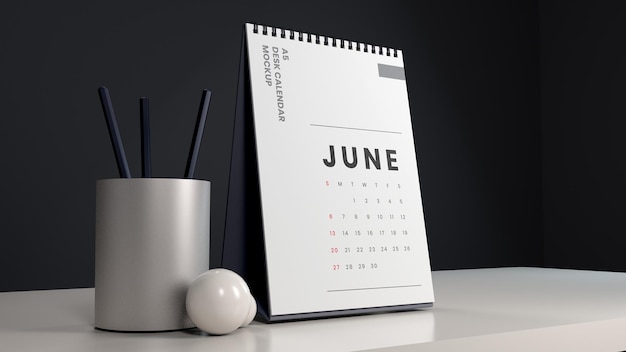 Realistic desk calendar mockup design