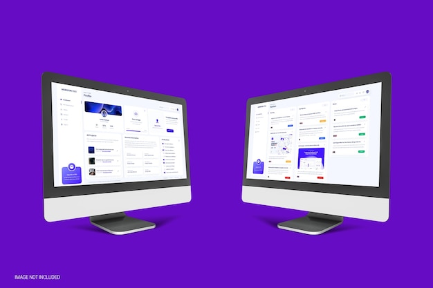 Realistic Desktop computer screen mockup template with editable background
