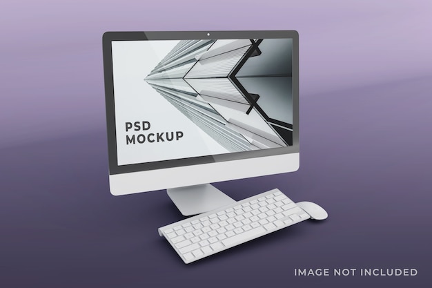 PSD realistic desktop display mockup design