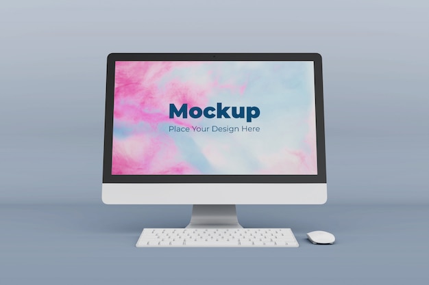 Realistic desktop screen mockup design template