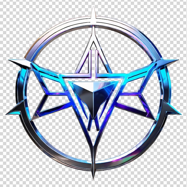 PSD realistic detailed 3d compass icon on transparent background