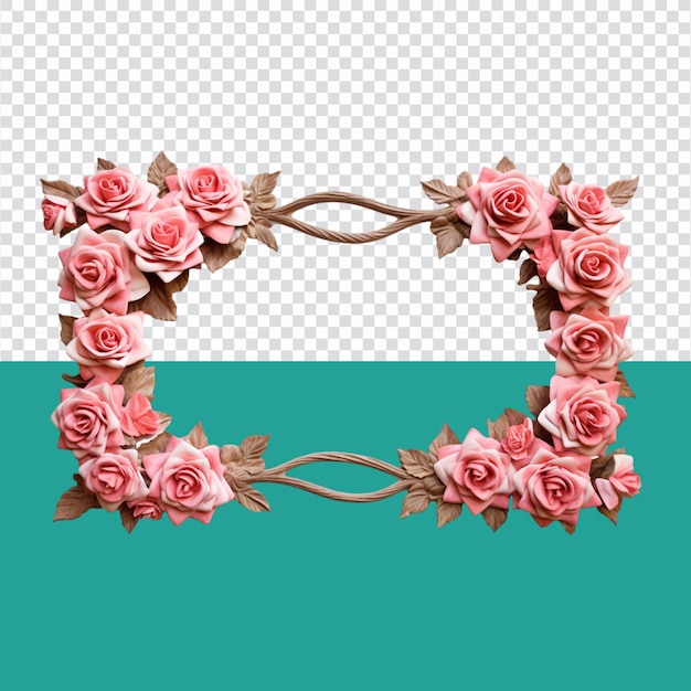 PSD realistic detailed 3d floral frame illustration pink roses frame for shoot