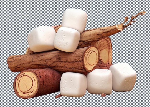 PSD realistic detailed 3d white marshmallows set