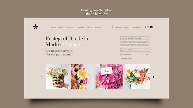 Realistic dia de la madre landing page template