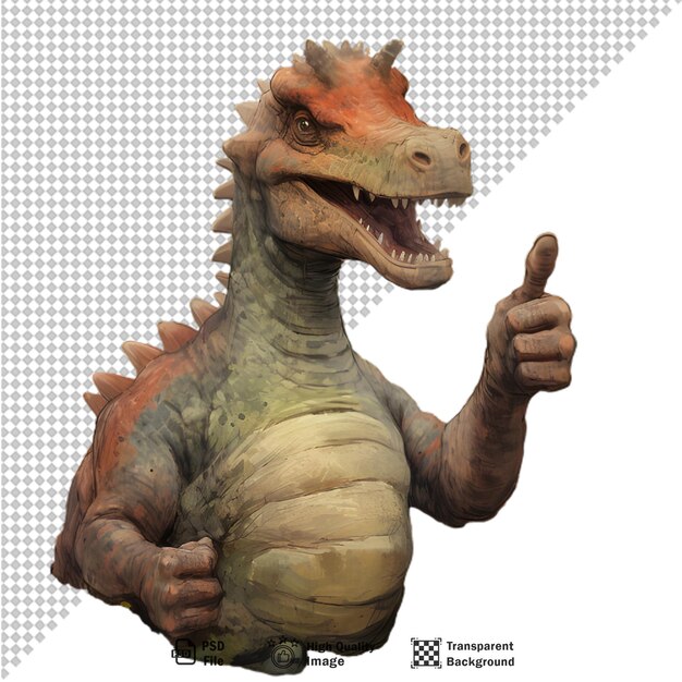 PSD realistic dinosaur illustration on transparent background