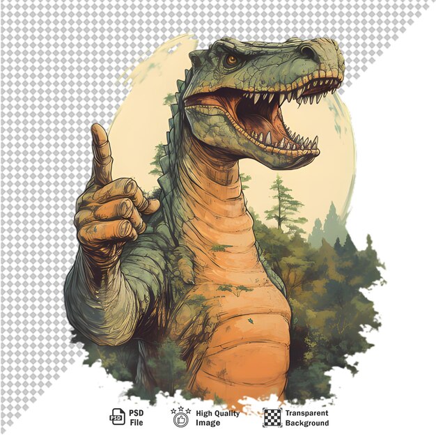 PSD realistic dinosaur illustration on transparent background