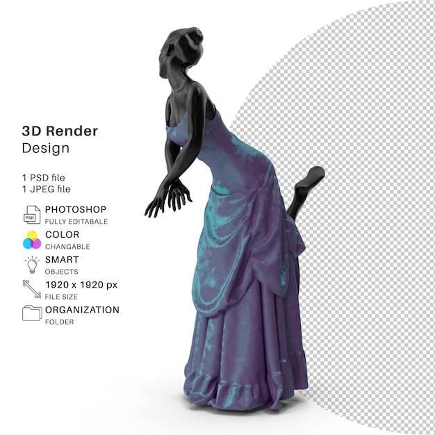 여성 마네킹 3d 모델링 Psd 파일에 현실적인 드레스