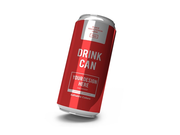 Realistic drink can mockup template isolated