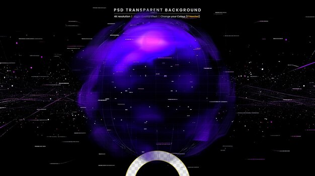 PSD realistic electric ball or abstract plasma sphere on transparant background