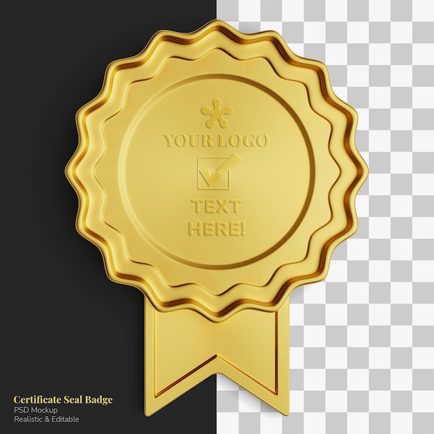 PSD realistic elegant exclusive royal gold certificate seal badge