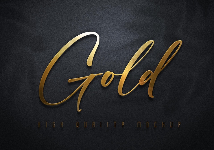 PSD realistic elegant golden logo mockup