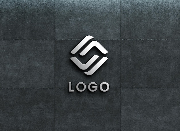 PSD realistic embossed logo mockup on wall