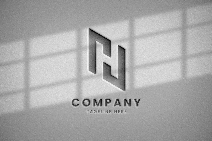 Realistic Embossed Logo Mockup on Wall
