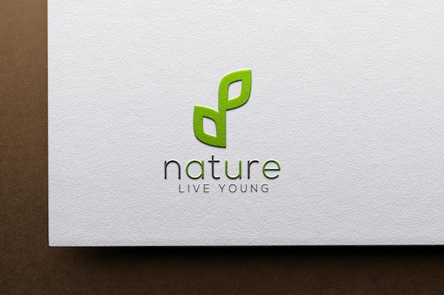 PSD realistic embossed paper logo mockup