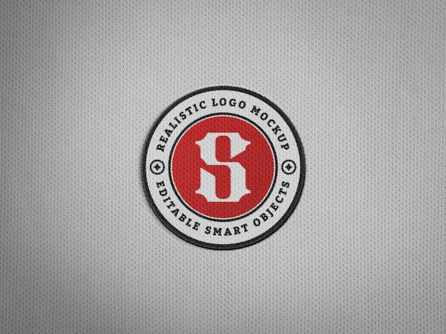 PSD realistic embroidery logo patch on jersey fabric