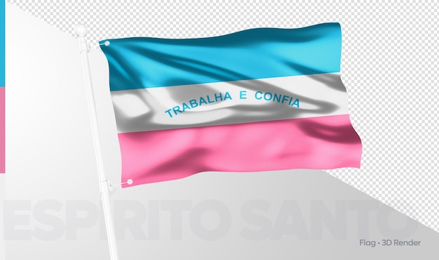 Realistic Espirito Santo flag Brazilian State 3D Rendering