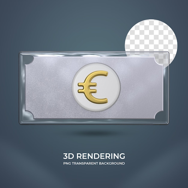 現実的なユーロ通貨 3 d レンダリング透明な背景